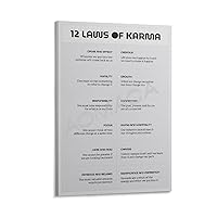 MOJDI 12 Laws of Karma Poster Minimalist Spiritual Wall Art Poster 5 Canvas Painting Wall Art Poster for Bedroom Living Room Decor 16x24inch(40x60cm) Frame-style