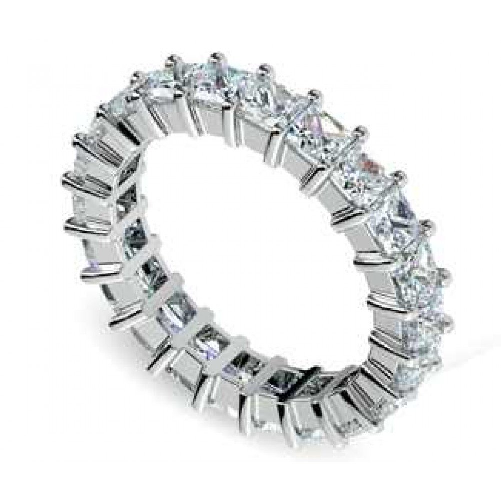 Madina Jewelry 4.00 ct Ladies Princess Cut Diamond Eternity Band in Prong Set in 18 kt White Gold
