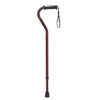 Drive Medical Adjustable Height Offset Handle Cane with Gel Hand Grip, Red Crackle, Universal
