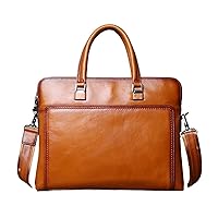Vintage Leather Men's Briefcase Cowhide Horizontal Handbag Business Crossbody Bag Casual Computer Bag