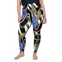 Plus Size Leggings for Women Girls Blue Hidden Stripe Jet White Yoga Pants