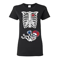 Baby Skeleton Buffalo Baby Skeleton Ladies (not maternity) DT T-Shirt Tee (Black)