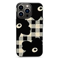 iPhone13 Black and White Plaid Flower Phone Case Case for iPhone 13 Series, Shockproof Protective Phone Case Slim Thin Fit Cover Compatible with iPhone, iPhone13 Pro Max