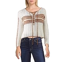 Free People Women's Marina Bay Lace-Up Sweater Tanlines Combo Size X-Large