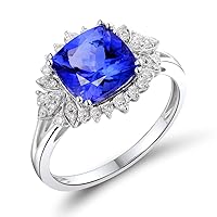 14K White/Rose/Yellow Gold Natural AAAA Blue Tanzanite Diamonds Rings Band Engagement Wedding for Women Promotion