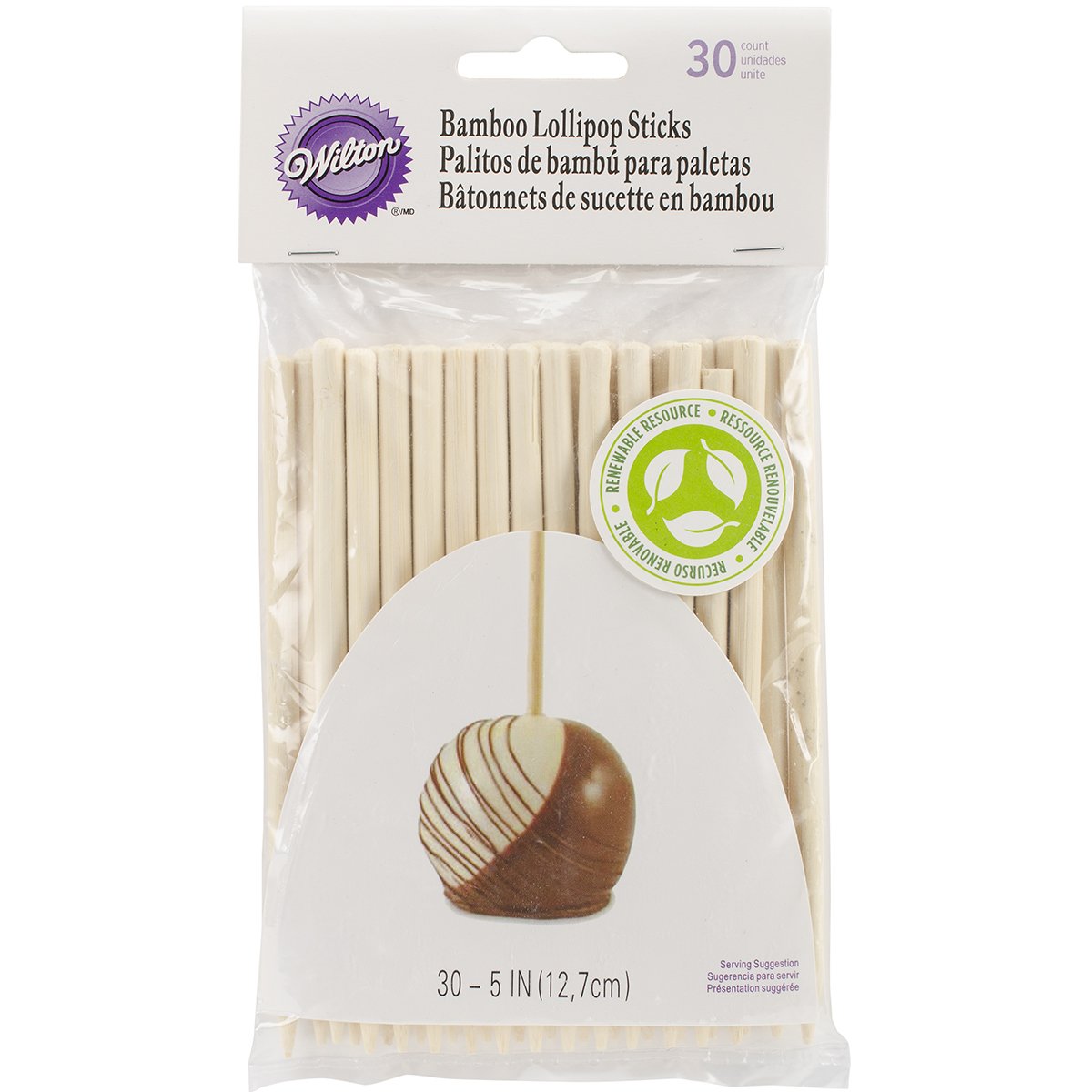 Wilton 30/Pack Bamboo Lollipop Sticks, 5-Inch,White