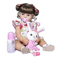 Angelbaby Silicone Full Body Reborn Baby Dolls Realistic Cute 22 inch Newborn Reborn Girl with Magntic Pacifier and Accessories for Children Doll House Toys