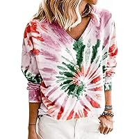 Fashion Deep V-Neck Long Pattern Sleeve Top Solid Casual Loose Basic Blouses Top Plus Size V-Neck High Low Top Shirt