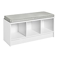 ClosetMaid 1631 Cubeicals 3-Cube Storage Bench, White with Gray Cushion
