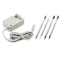 3DS XL Charger Bundle, 1 Pack Charger and 4 Pack Stylus Pen for Nintendo 3DS XL