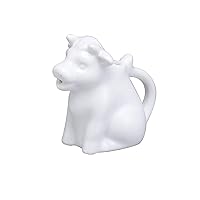 HIC Kitchen Mini Cow Creamer with Handle, Fine White Porcelain, 2-Ounce