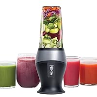 QB3001SS Ninja Fit Compact Personal Blender, for Shakes, Smoothies, Food Prep, and Frozen Blending, 700-Watt Base and (2) 16-oz. Cups & Spout Lids, Black