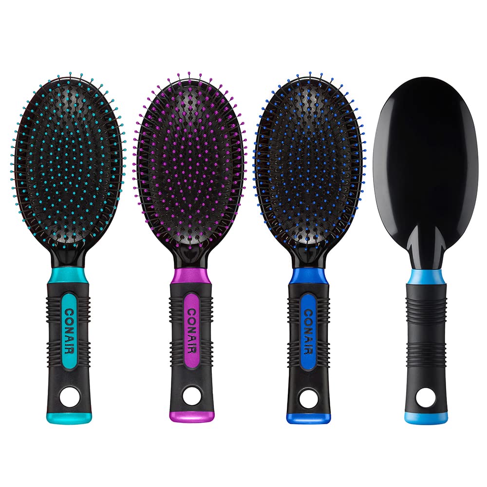 Conair Salon Results Hairbrush for Men and Women, Hairbrush for Everyday Brushing with Wire Bristles and Cushion Base, Color May Vary, 1 Pack