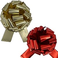12 inch Bows -1 Metallic Gold Large Gift Bow, 1 Metallic Red Big Bow for Presents - Practical and Stylish - Large Bow Ideal for Special Occasions - Arrive Flat