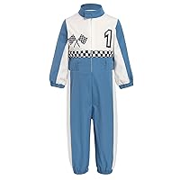 IBTOM CASTLE Toddler Boys Girls 1st 2nd Birthday Outfits Race Car Driver Costume Long Sleeve Romper Halloween Racer Jumpsuit