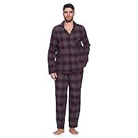 Ashford & Brooks Men’s Flannel Long Sleeve Pajamas Set Plaid Sleepwear & Loungewear Button Down PJ Set