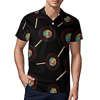 Disc Lollipop Men's Polo Shirt Short Sleeve Sport Shirts Casual Golf T-Shirt for Work Fishing