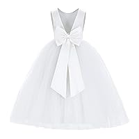 V-Back Satin Junior Bridesmaid Gown Flower Girl Dress Wedding Reception 219