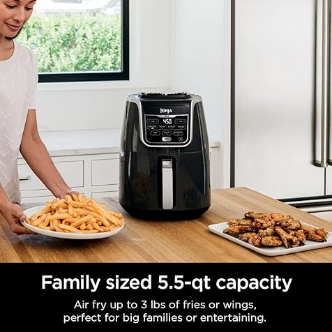 AF161 Max XL Air Fryer that Cooks, Crisps, Roasts, Bakes, Reheats and Dehydrates, with 5.5 Quart Capacity, and a High Gloss Finish, Grey