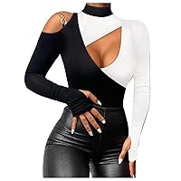 ZEFOTIM Going Out Tops Sexy Cut/Hollow One/Cold/Off Shoulder Long Sleeve Slim Trendy Casual Shirts