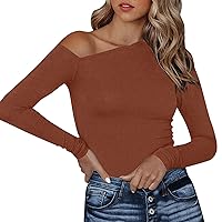 Womens Long Sleeve Basic Top Slim Fit T Shirt Soft Shoulder Cut Out Tops for Women Lightweight Comfy Sexy Tunic Tee