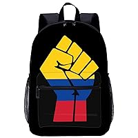 Colombia Flag Resist 17 Inch Laptop Backpack Large Capacity Daypack Travel Shoulder Bag for Men&Women