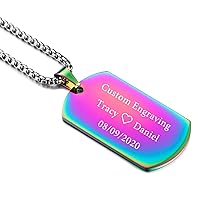 Personalized Dog Tag Necklace for Men Women Boys Girls Engraving Name/Date/Text Stainless Steel/Tungsten Custom Pendant with Adjustable Chain Bridesmaid Gifts Valentine's Day Jewelry