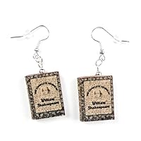 Shakespeare The Complete Works Clay Mini Book Hypoallergenic Hook Dangle Stainless Steel Earrings