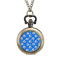 Mouse and Gingerbread Man Pocket Watch with Chain Vintage Pocket Watches Pendant Necklace Birthday Xmas