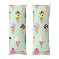 Ice Cream Cones Print Country Style Farmhouse Decor Body Pillow Case 20x54 Inches Zipper Decor Home Gifts