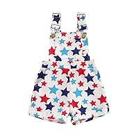 Ayalinggo 4th Fourth of July Baby Girl Boy Outfit American Flag Print Overalls Shorts Pocket Suspender Romper Clothes