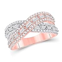 The Diamond Deal 14kt Two-tone Gold Womens Baguette Diamond Crossover Band Ring 3/4 Cttw