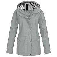 Lightweight Rain Jacket Women Fashion Lightweight Long Sleeve Windbreaker Zip Up Drawstring Raincoat With Pockets