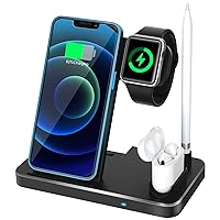 Dewanxin Wireless Charger, 4 in 1 Inductive Charging Station, Wireless Charging Station, Fast Wireless Charger for Apple Watch & AirPods & Pencil, iPhone 11 / XR / 8Plus / SE, iWatch, Samsung Galaxy