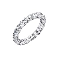 Amazon Essentials Platinum or Gold Plated Sterling Silver All-Around Band Ring set with Round Infinite Elements Cubic Zirconia (previously Amazon Collection)