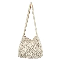 Verdusa Women's Crochet Shoulder HandBags Hobo Knitted Tote Bag Shopping Bags