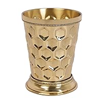 Designer Brass Mint Julep Cup Goblet Tumbler Capacity 12 Ounce Each Gold Julep Cup (Diamond), 4.5