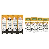 Essentials Fluoride-Free Toothpaste Whiten + Activated Charcoal-4 Pack of 4.3oz Tubes, Clean Mint- 100% Natural Baking Soda & Essentials Charcoal Deodorant 4-Pack