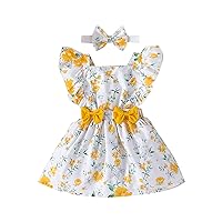 5 Year Clothes Baby Girl Floral Jumpsuit Dress Ruffle Knit 2 Piece Bodysuit Skirt with Headband New Years Eve Girls Dress