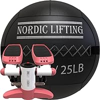 Nordic Lifting Wall Ball 25 lb Bundle with Mini Stepper - Pink