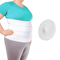 BraceAbility Abdominal Stomach Binder + Hernia Belt Replacement Pad Bundle - Post-Surgery Compression for Tummy Tuck, Hysterectomy Recovery - Includes Silicone Pad Cover (3XL 12”)