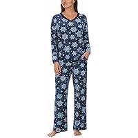 Nautica Womens Pajamas - Cozy Silky Fleece - 2 Piece Long Sleeve Winter Sleepwear Set for Women