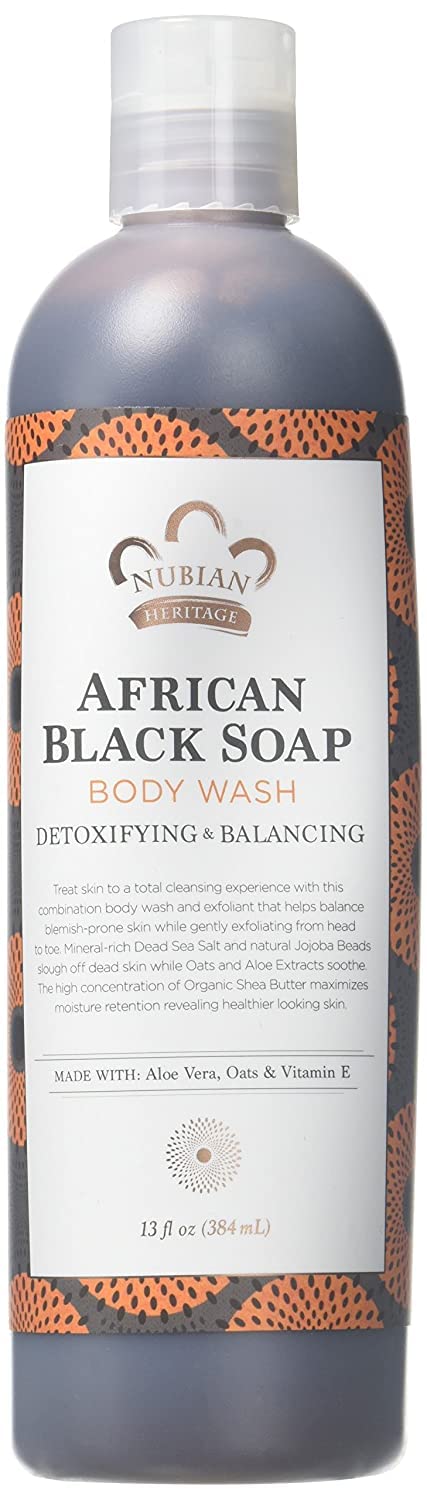 Nubian Heritage Body Wash, African Blk Soap, Tea Tree Oil Oats & Aloe, 13 Fl Oz pack of 2