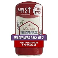 Old Spice Antiperspirant and Deodorant for men, 24/7 Sweat and Odor Protection, Wilderness with Lavender Scent, Invisible Solid Stick, Twin Pack, 2 x 2.6oz