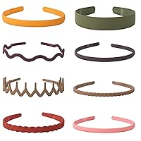 Unisex Hair Band 8Pcs Plastic Headband with Teeth Head Bands Combing Hairbands Wavy Outdoor Sports Headbands for Men's Hair Band Hoop Clips Women Accessories Non Slip Head Band Headwear,Color
