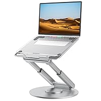 tounee Telescopic Laptop Stand for Desk with 360° Swivel Base, Sit to Stand, Height Adjustable, Portable Riser Holder for Good Posture, Compatible with All Laptops 10-17