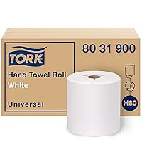 Tork Paper Hand Towel Roll White H80, Universal, 100% Recycled Fiber, 6 Rolls x 800 ft, 8031900