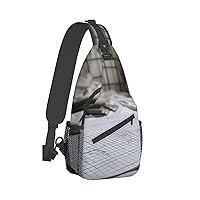 Sling Bag for Women Men Crossbody Bag Small Sling Backpack Notebook on the Bed Chest Bag Hiking Daypack