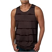Men's Striped Sleeveless Tops Stylish Round Neck Tank Top Quick Dry Sports Vest Athletic Gym Bodybuilding Fitness Tee