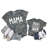 Mom and Son Matching Outfits Mama and Mama's Litter Man Print Shirts Cute Mom and Son Valentine's Day Gifts